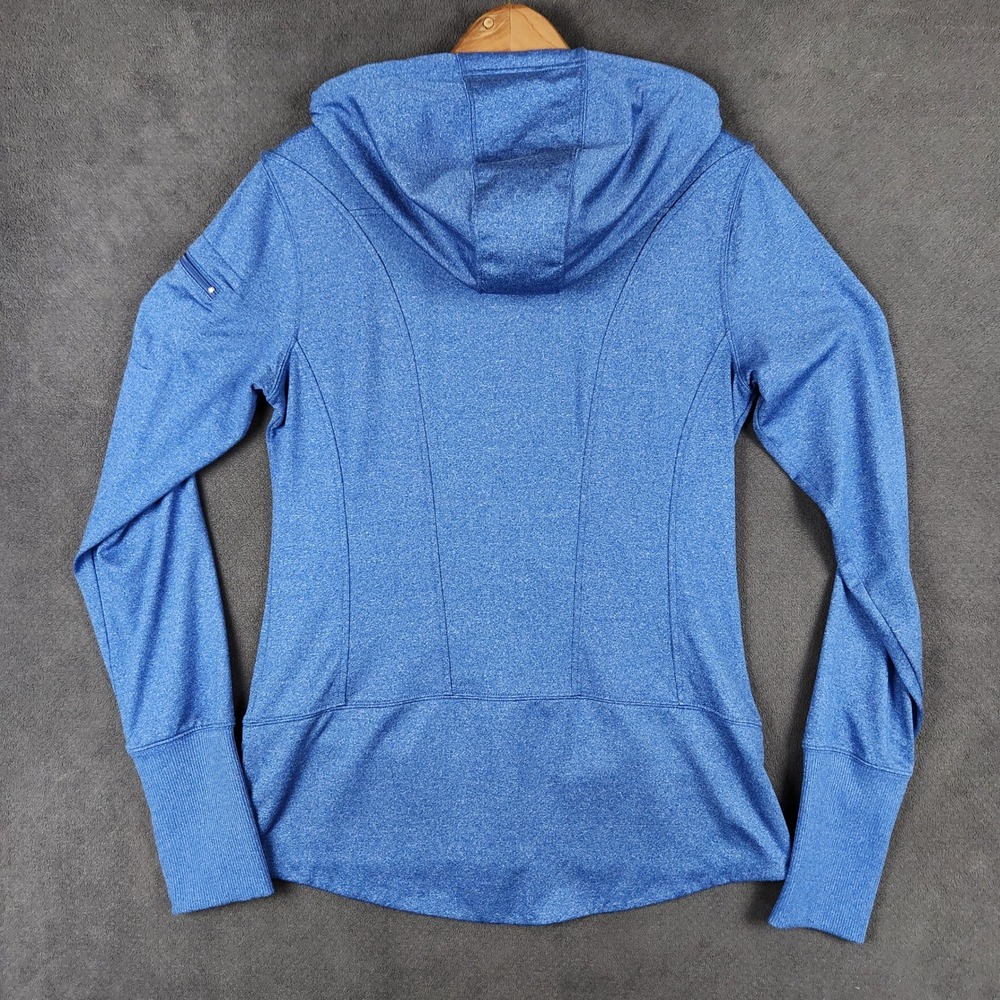 Alo Yoga Full Zip Hoodie Womens Small Blue Heather Thumbhole Athletic Jacket - Picture 3 of 7